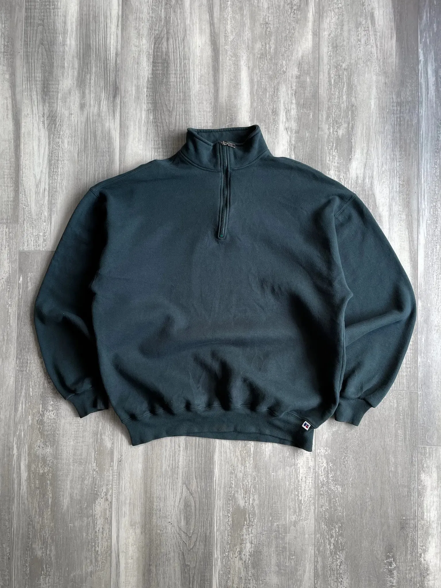 1990's Russell Athletic Forest Green Quarter Zip - XL