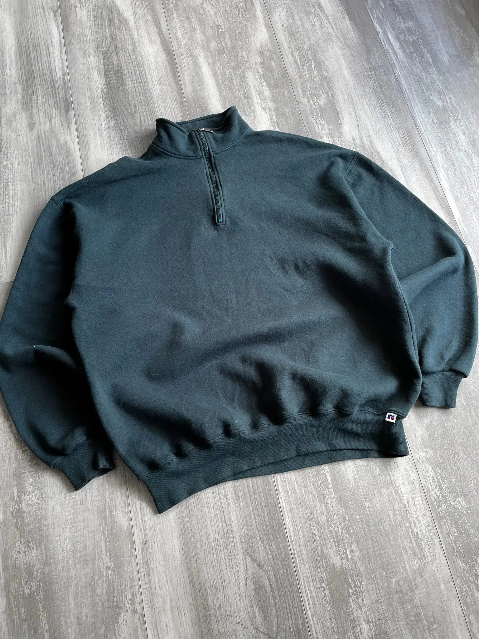 1990's Russell Athletic Forest Green Quarter Zip - XL