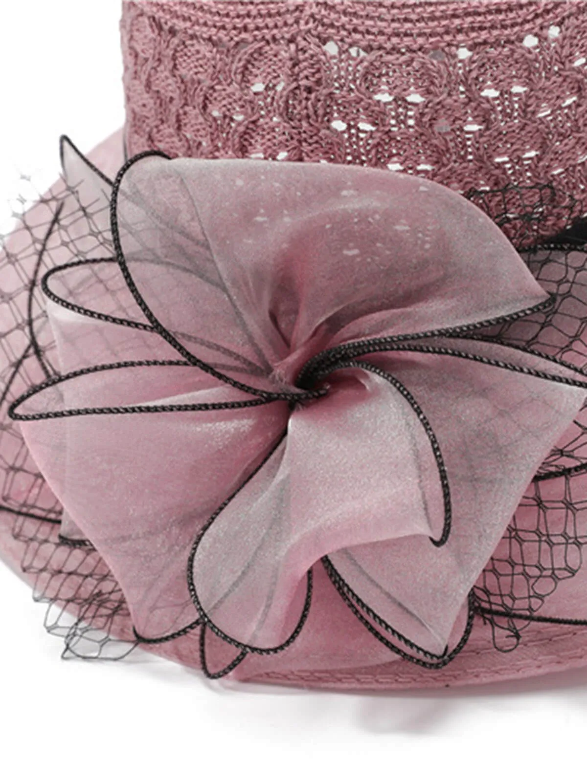 Crochet Organza Bowknot Straw Sun Hat