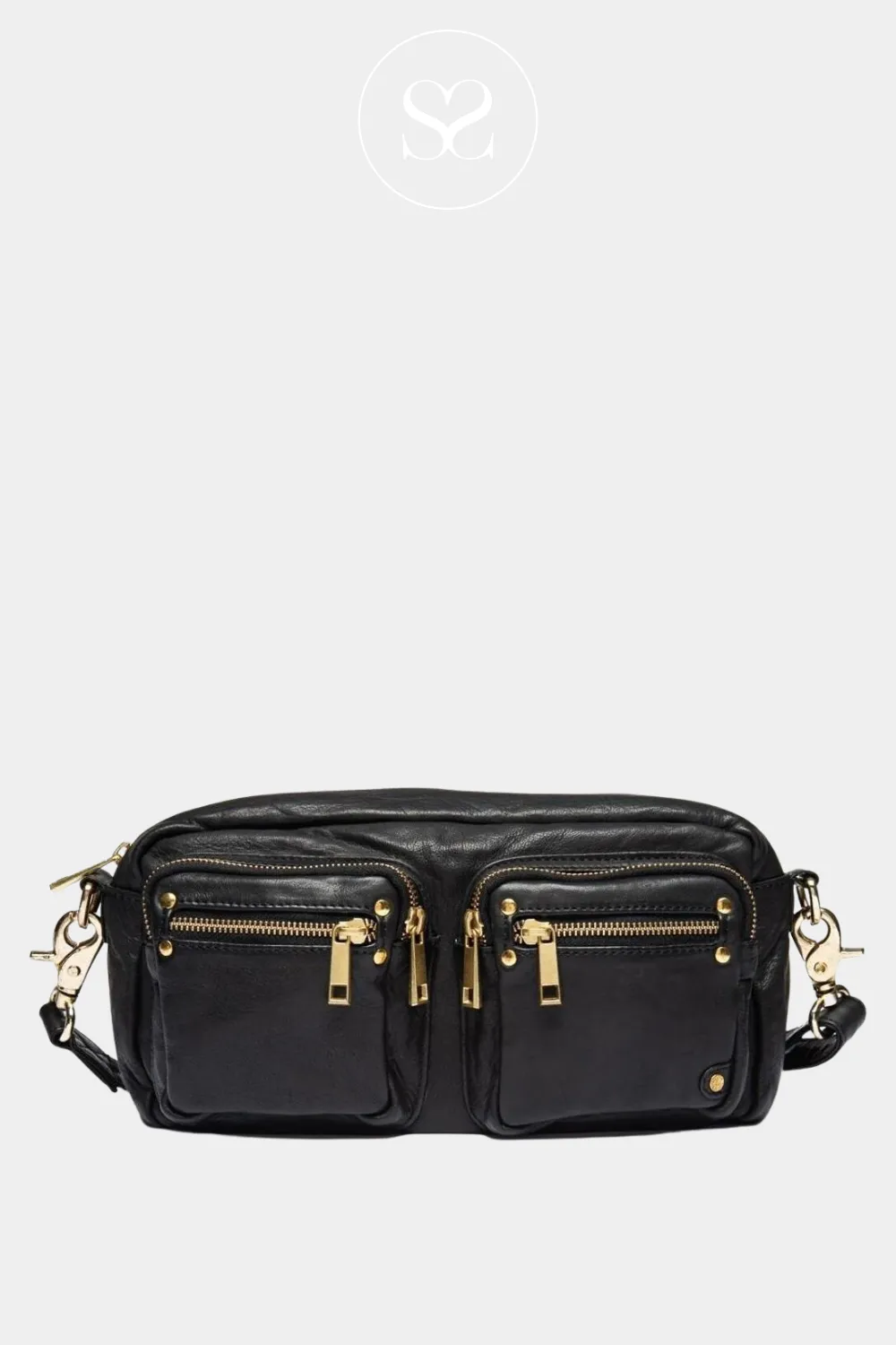 DEPECHE 12670 BLACK LEATHER CROSSBODY BAG