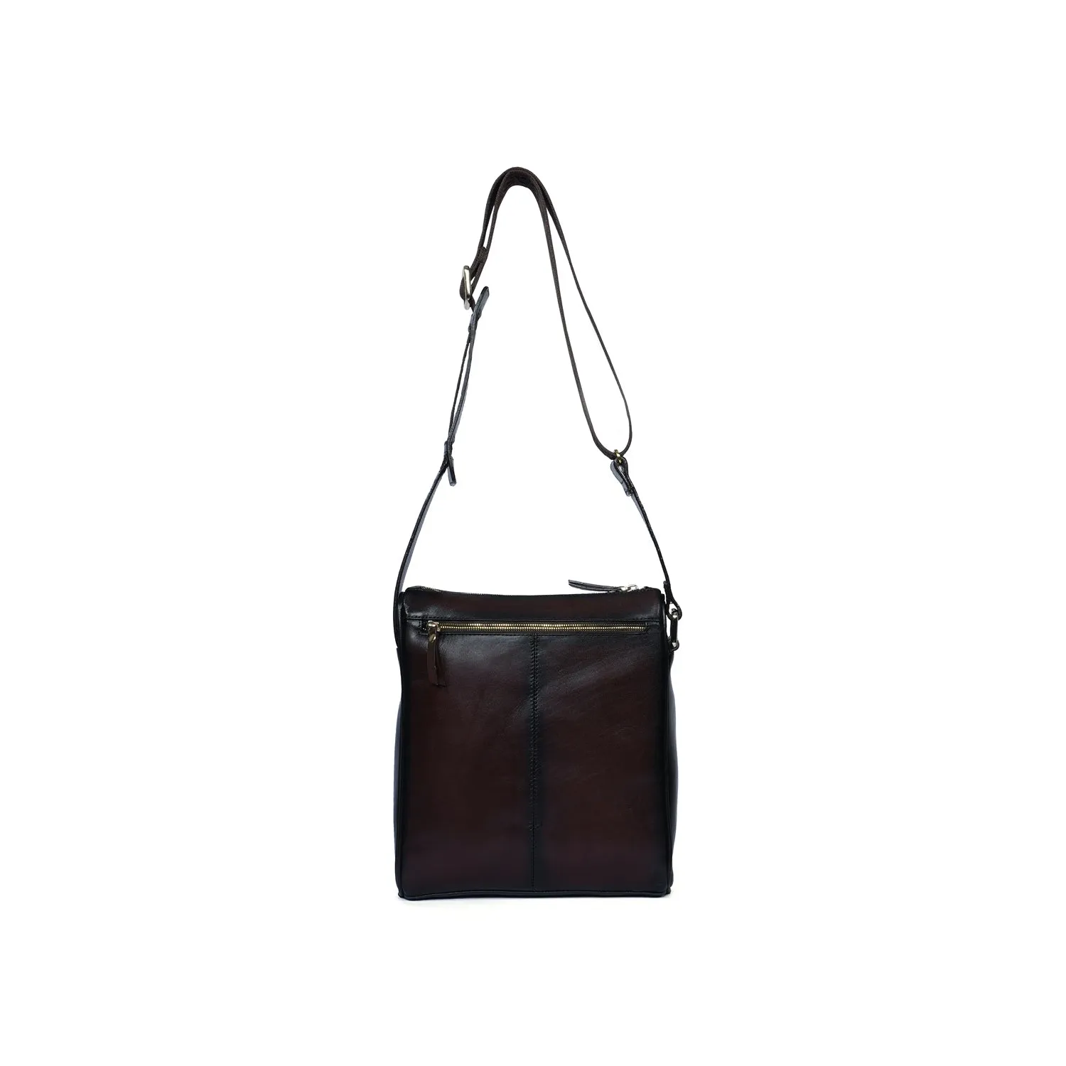 Fanny Pack Bag In Dark Brown Leather with Embossed Lion