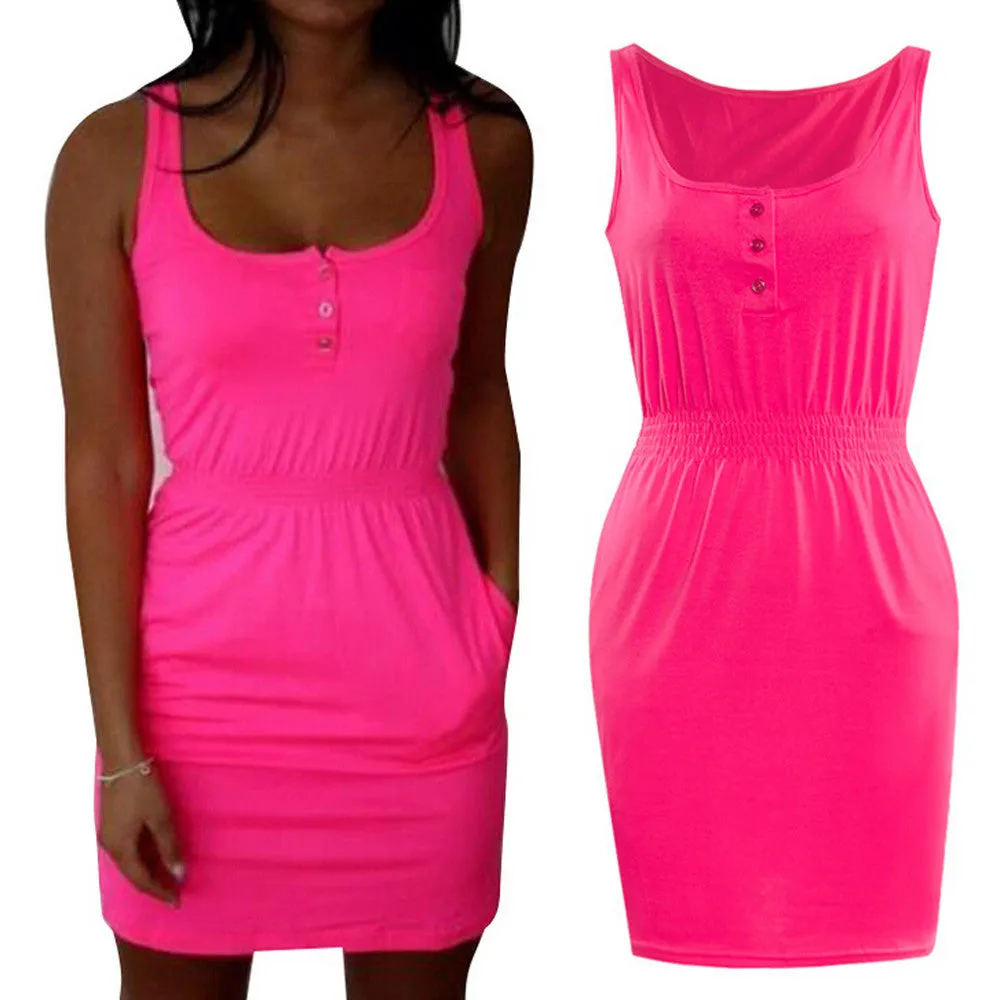 Festa Dresses Robe Sexy Womens Lady Casual Sleeveless Beach Mini Dress Feida
