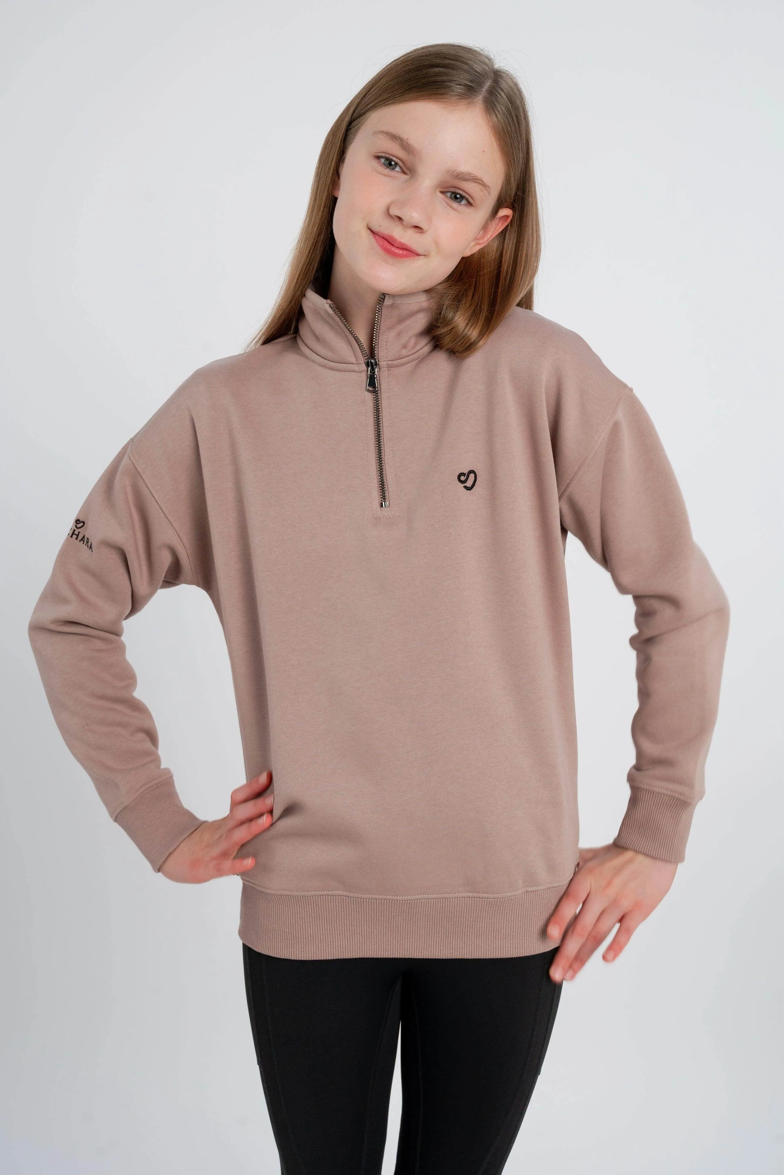 Half Zip Sweatshirt in Mocha Young Rider