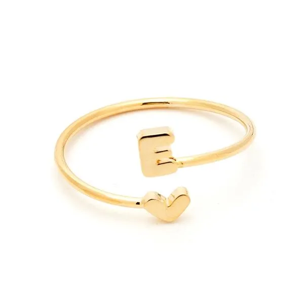 Heart Adjustable Gold Initial Ring