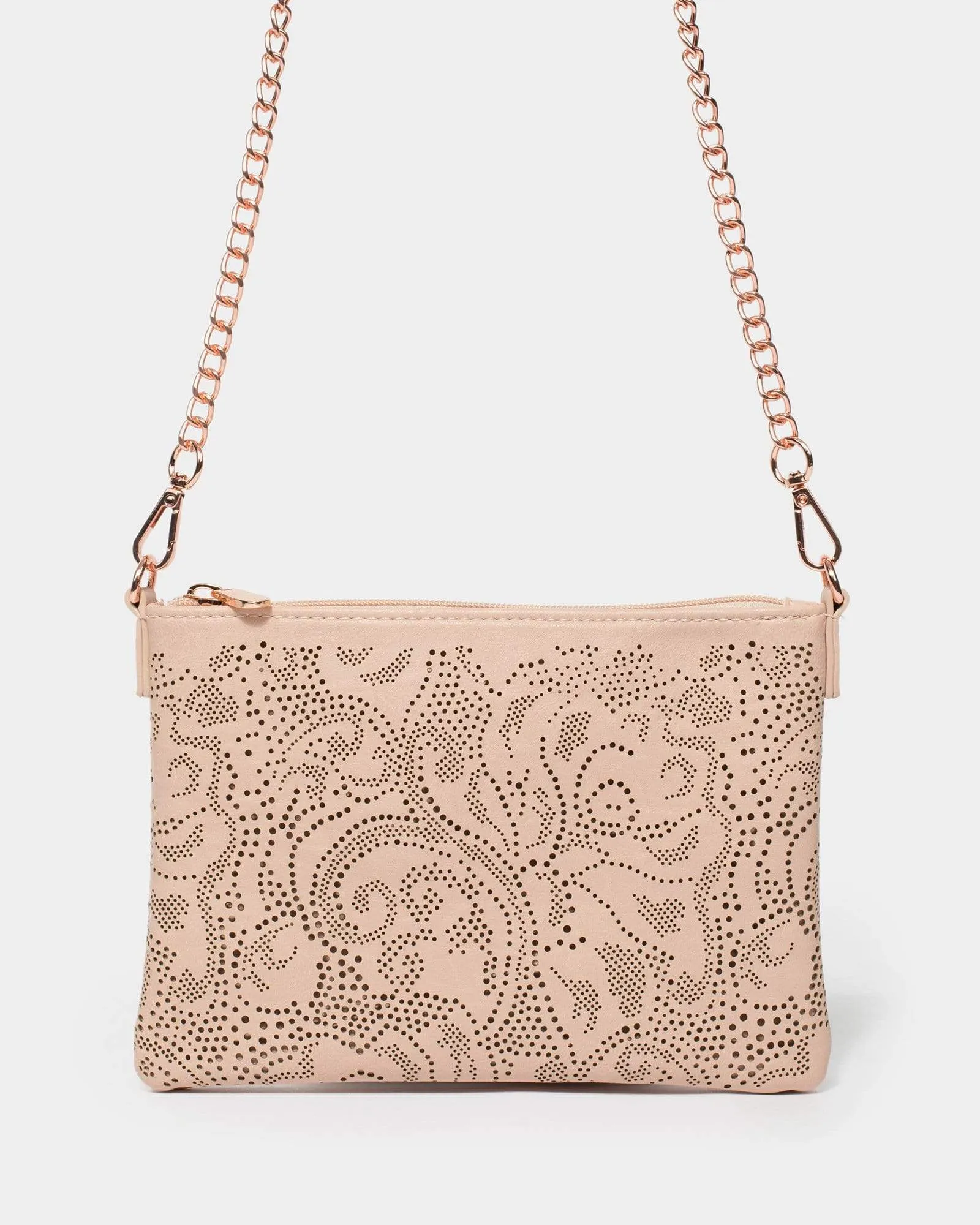 Pink Punchout Crossbody Bag