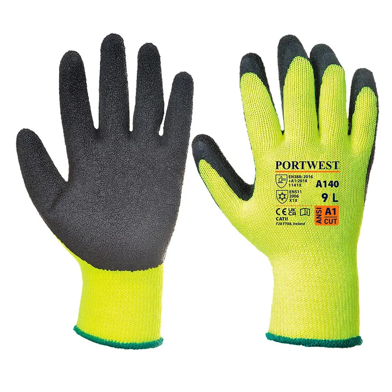Portwest A140 Thermal Grip Black and Yellow Gloves