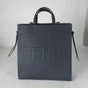 Roma Dark Blue Grained Leather Medium Go To Shopper