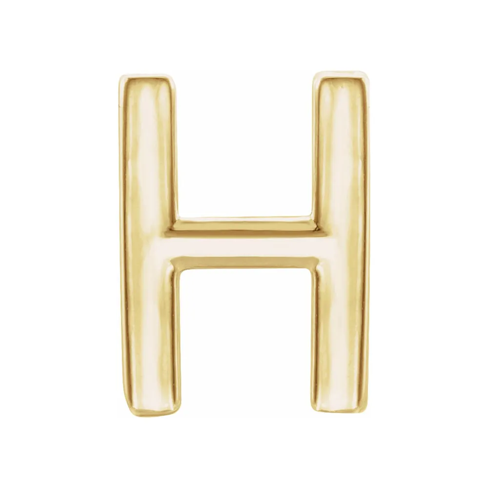 Single, 14k Yellow Gold Initial A-Z Post Earring, 8mm