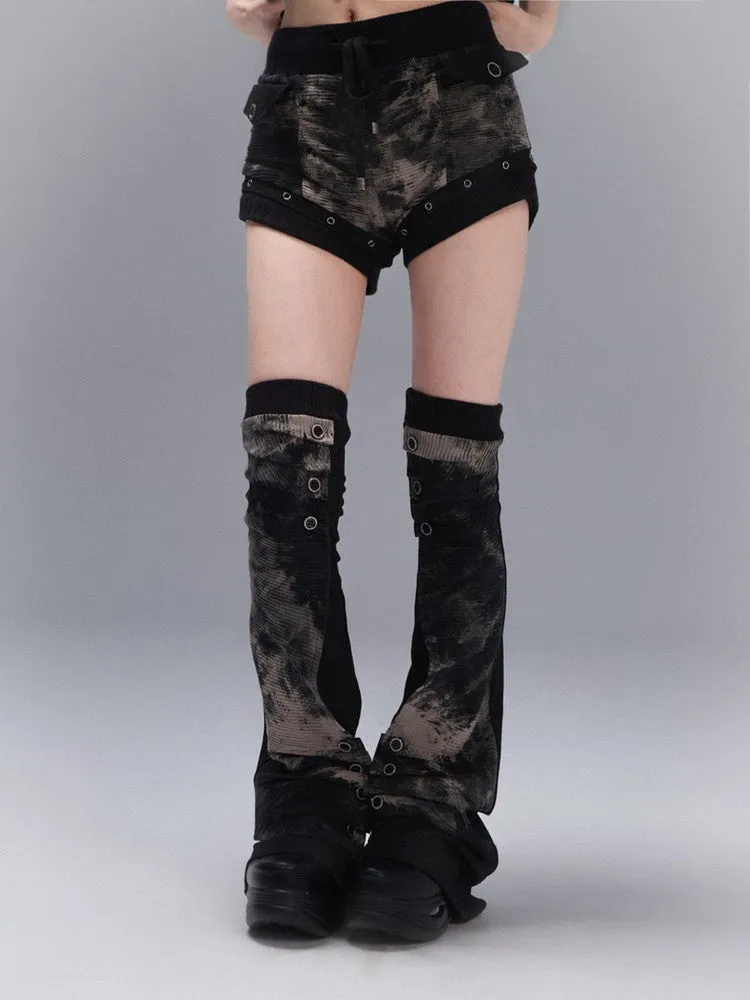 Tie-Dye Hot-Pants Tight Cool Short-Pants＆Leg-Cover