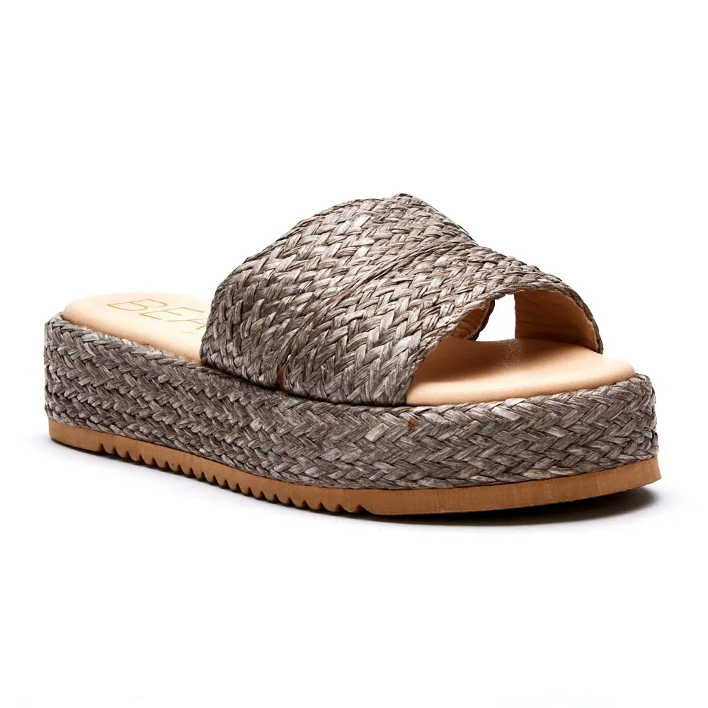 Vane Raffia Platform Wedge