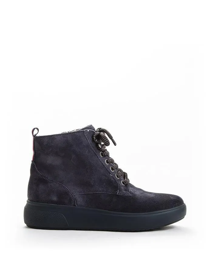 Waldlaufer Womens Low Ankle Boot (Wide) - Blue Suede