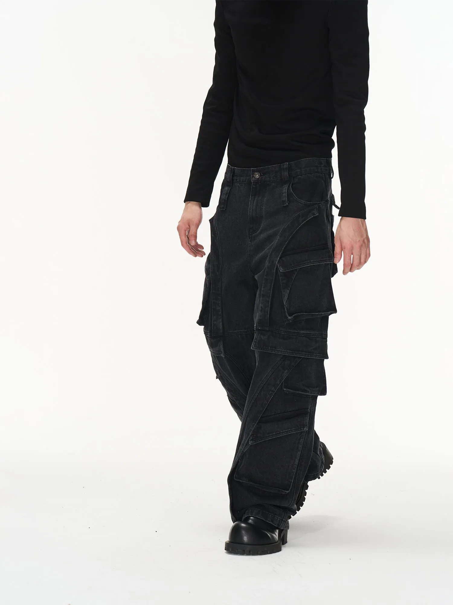 Wide Multi-Pocket Caual Straight Pants