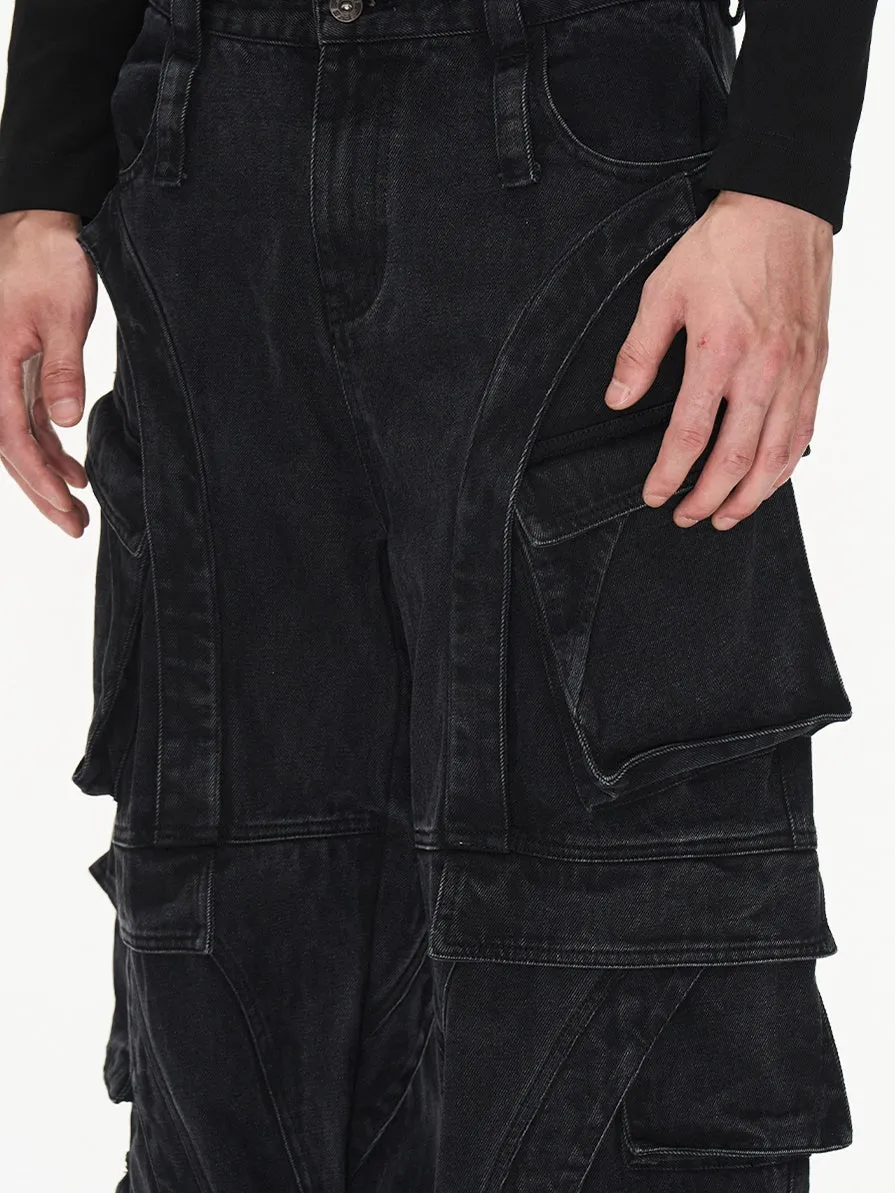 Wide Multi-Pocket Caual Straight Pants